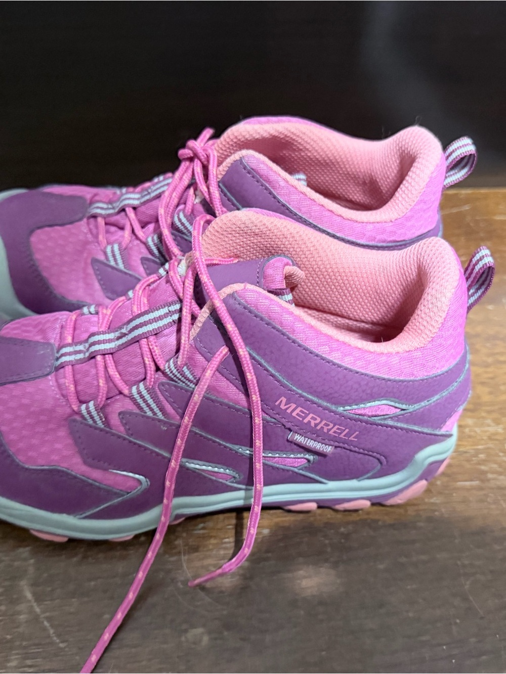 Merrells kids pink hiking shoes